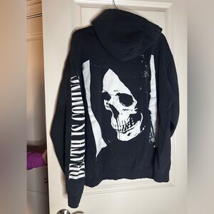 Men's Black Graphic Hoodie with Skull Design